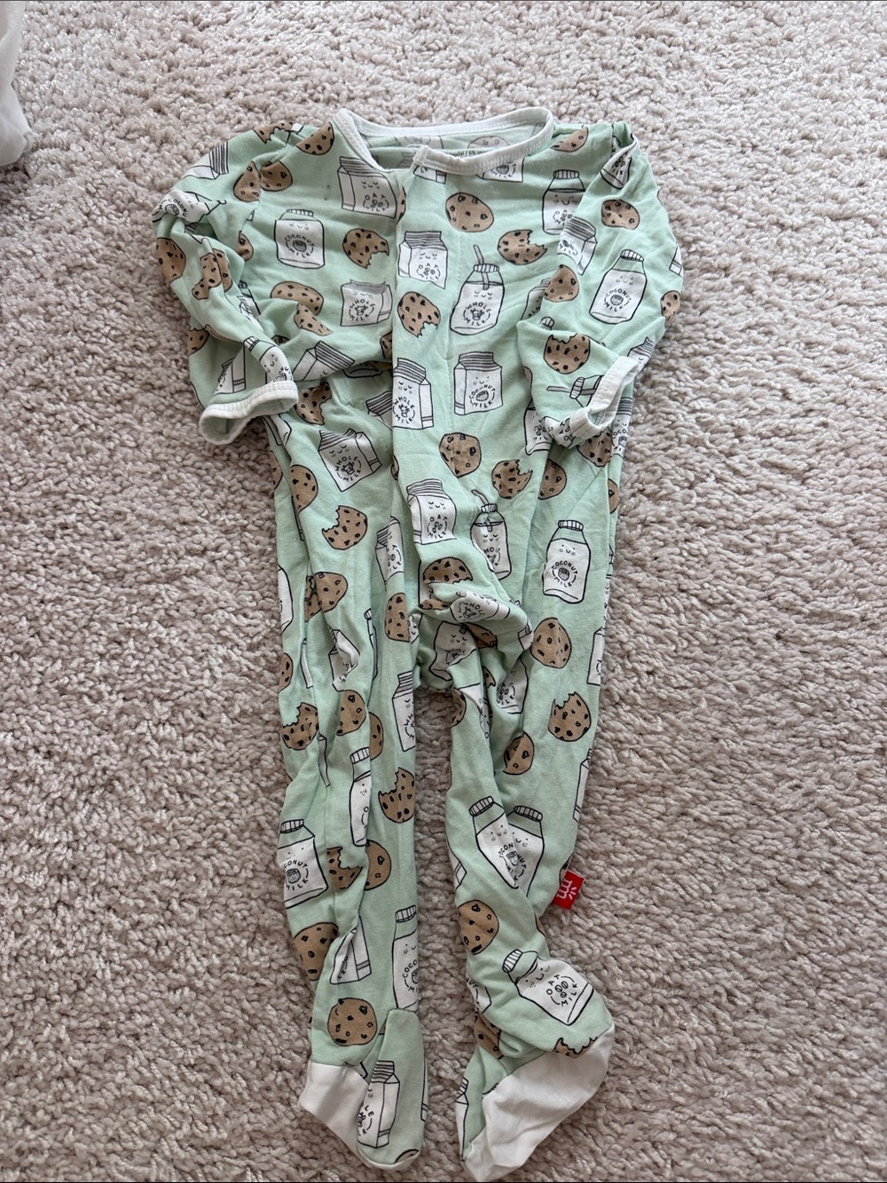 Magnetic Me Mint Green Cookie & Milk Print Footed One-Piece